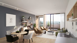 Interior 3D Redering of a modern apartment in Amsterdam